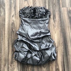 Strapless Metallic Gray Dress